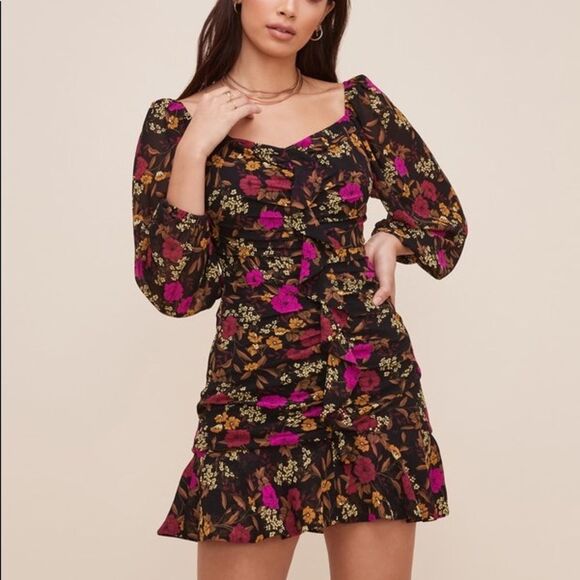 NWT ASTR The Label Floral Sweetheart Ruffle Dress - Picture 1 of 8